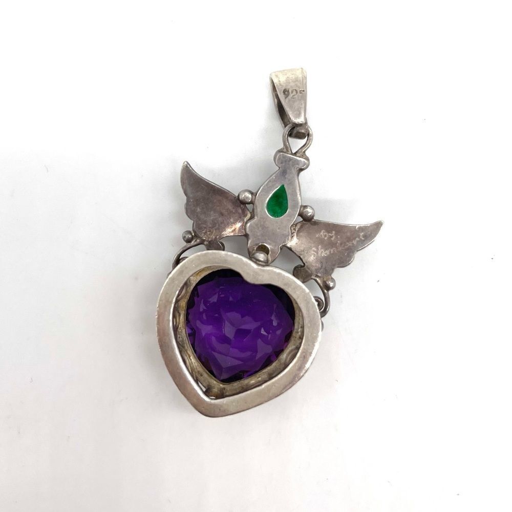 Shankari signed pendant 925 Sterling Silver w/ Amethyst, Pearls &Green C… - Picture 2 of 4